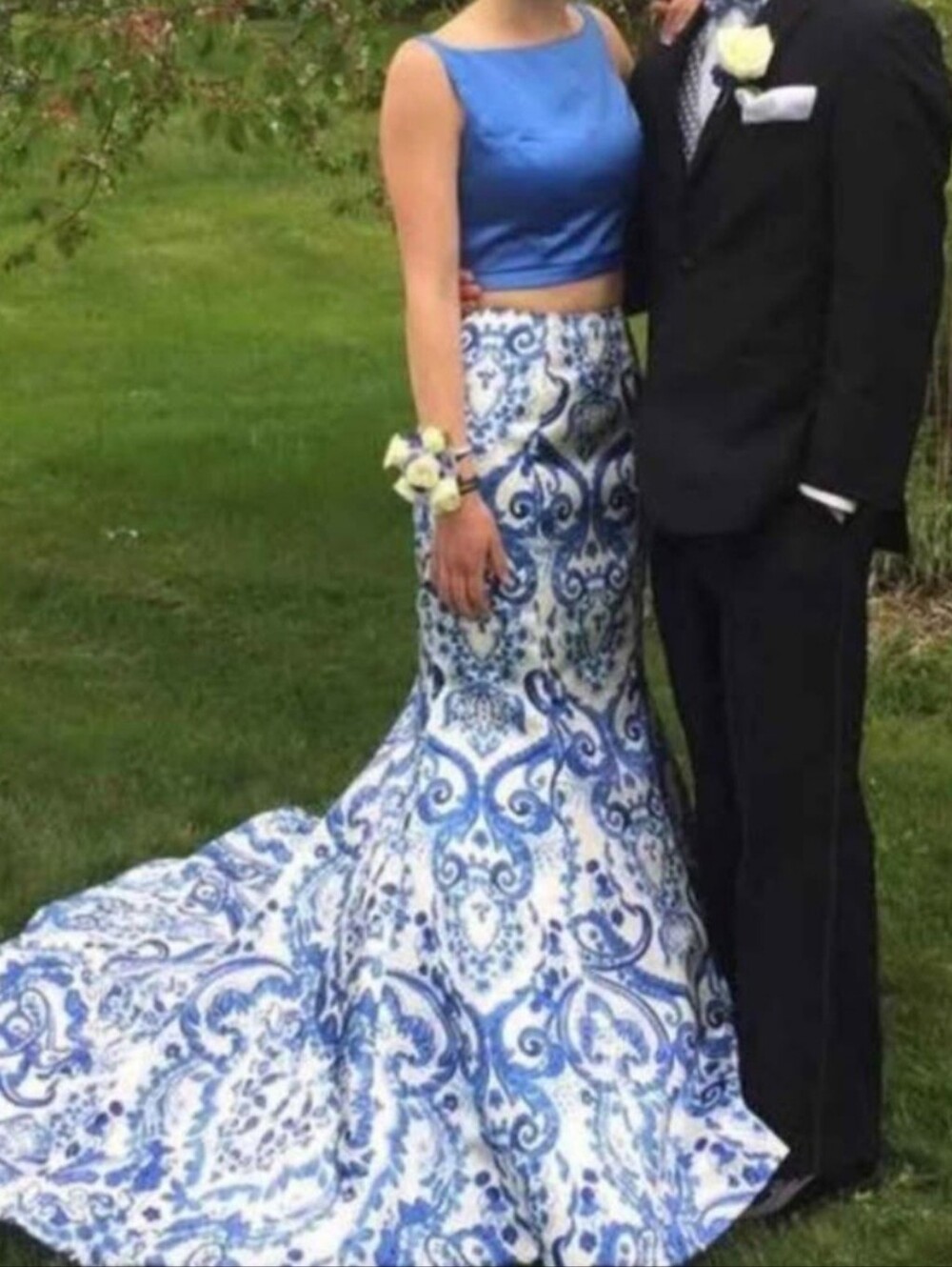 Blue and White PROM or HOMECOMING Formal DRESS